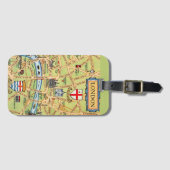 色あせ図解入りの、写真付きのにロンドンの地図 ラゲッジタグ (正面横)