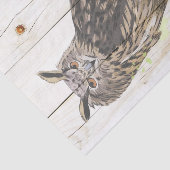 色あせ威厳のあるた木の板の上のフクロウ 薄葉紙 (詳細)