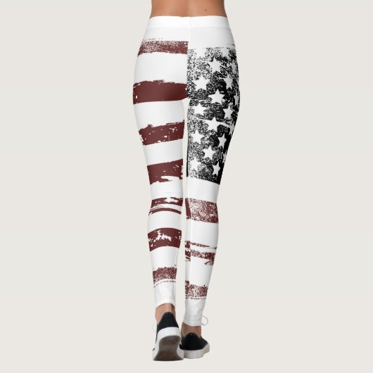 色あせ擦り切れたたアメリカ国旗のレギンス レギンス (裏面)