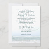 色あせ海結婚沿岸感じ紙 招待状 (正面)