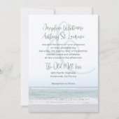 色あせ海結婚沿岸感じ紙 招待状 (正面)