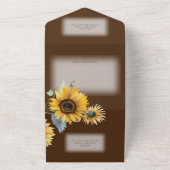 色あせ素朴る茶色のひまわり オールインワン招待状 (外側)