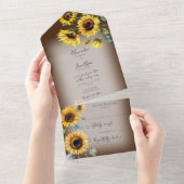 色あせ素朴る茶色のひまわり オールインワン招待状 (貼ってはがせる)