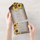 色あせ素朴る茶色のQRコードのひまわり オールインワン招待状 (貼ってはがせる)