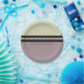 色あせ紫フローラアクセント付きデザイナーラウンド ペーパープレート (パーティー)