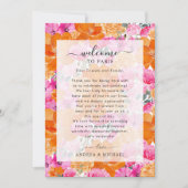 色あせ結婚たフローラのウェルカムレターの旅程カード 招待状 (正面)