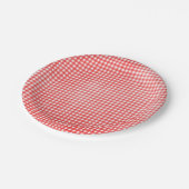 色あせ赤と白るギンガムデザイン ペーパープレート (アングル)