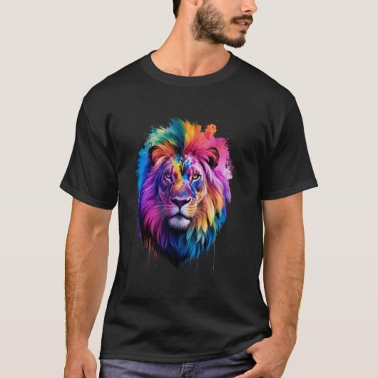 色あふれるホーリー祭り 動物の顔 Tシャツ (正面)