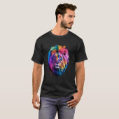 色あふれるホーリー祭り 動物の顔 Tシャツ (正面フル)