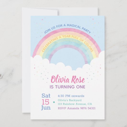 色あふれる年 |レインボーファースト誕生日 招待状 (正面)