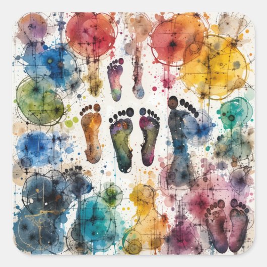 色あふれる抽象画 スクエアシール (正面)