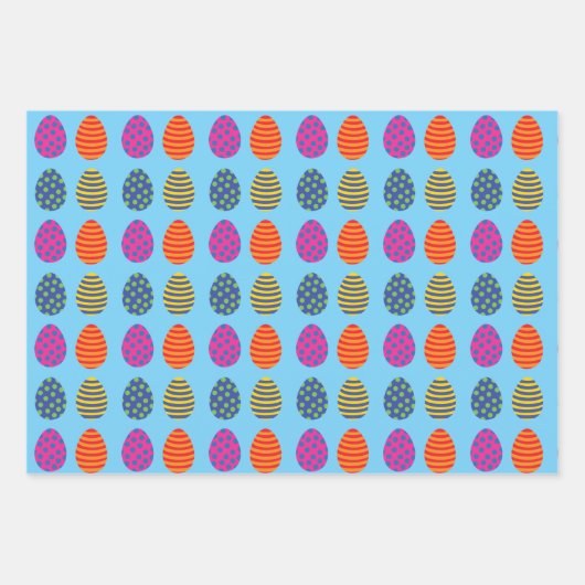 色おもしろい付きイースターエッグ包装紙 ラッピングペーパーシート (正面)