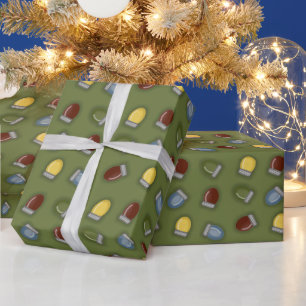 色お洒落付きクリスマスライトホリデーラップ ラッピングペーパー