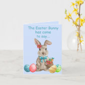 色お洒落付き卵のイースターバニー カード (黄色い花)