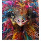 色お洒落鮮やかのワカドレの鳥 シャワーカーテン (正面)