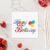 色かわいらしハッピーバースデー スタンダードカクテルナプキン (インサイチュ)