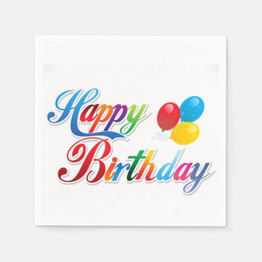 色かわいらしハッピーバースデー スタンダードカクテルナプキン (正面)