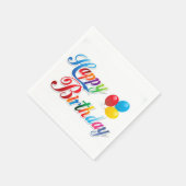 色かわいらしハッピーバースデー スタンダードカクテルナプキン (角)