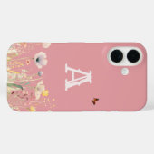 色かわいらし水彩ワイルドフラワーとモノグラム Case-Mate iPhoneケース (裏面 (横))