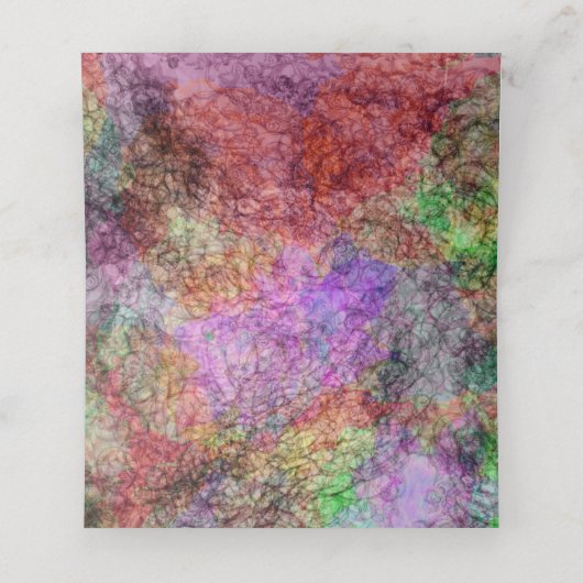 色かわいらし紫ピンクイエローグリーン渦巻き プレイスカード (内部開封)