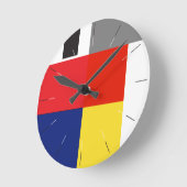 色が丸い |赤，黄，青，黒，抽象芸術 ラウンド壁時計 (傾斜)