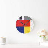 色が丸い |赤，黄，青，黒，抽象芸術 ラウンド壁時計 (ホーム)