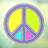 色が塗りつぶされたPEACE記号1 ウィンドウサイン (シート3)