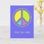 色が塗りつぶされたPEACE記号1 カード (黄色い花)