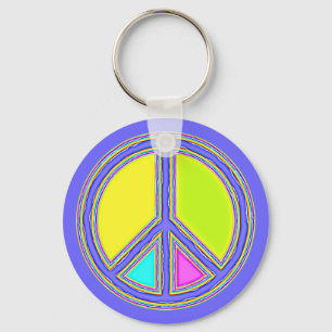 色が塗りつぶされたPEACE記号1 キーホルダー