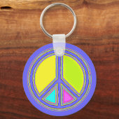 色が塗りつぶされたPEACE記号1 キーホルダー (正面)