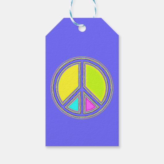 色が塗りつぶされたPEACE記号1 ギフトタグ (正面)