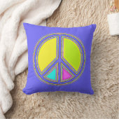 色が塗りつぶされたPEACE記号1 クッション (ブランケット)