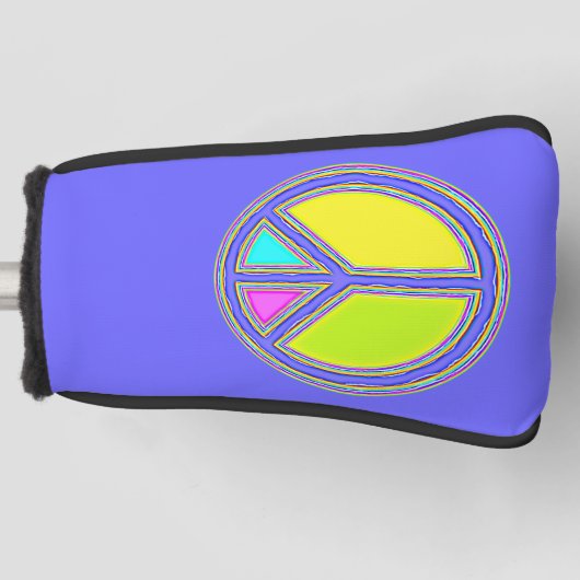 色が塗りつぶされたPEACE記号1 ゴルフヘッドカバー (正面)