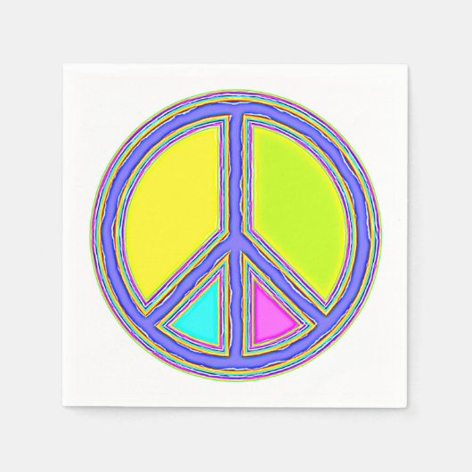 色が塗りつぶされたPEACE記号1 スタンダードカクテルナプキン (正面)