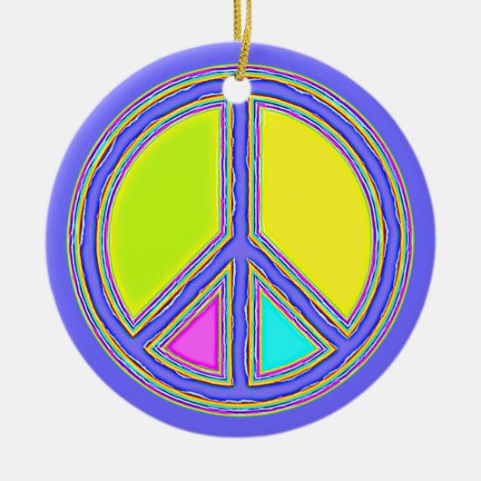 色が塗りつぶされたPEACE記号1 セラミックオーナメント (正面)