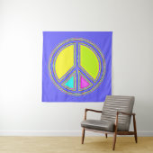 色が塗りつぶされたPEACE記号1 タペストリー (インサイチュ)