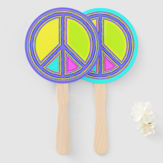 色が塗りつぶされたPEACE記号1 ハンドファン (正面&裏面)