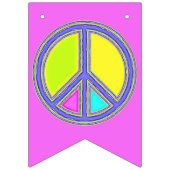 色が塗りつぶされたPEACE記号1 バンティングフラッグ (第2の旗)