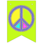 色が塗りつぶされたPEACE記号1 バンティングフラッグ (第1の旗)