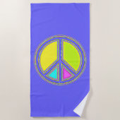 色が塗りつぶされたPEACE記号1 ビーチタオル (正面)