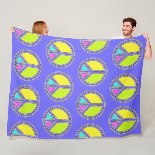 色が塗りつぶされたPEACE記号1 フリースブランケット (インサイチュ)