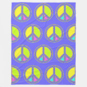 色が塗りつぶされたPEACE記号1 フリースブランケット (正面)