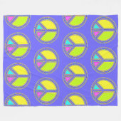 色が塗りつぶされたPEACE記号1 フリースブランケット (正面(横))