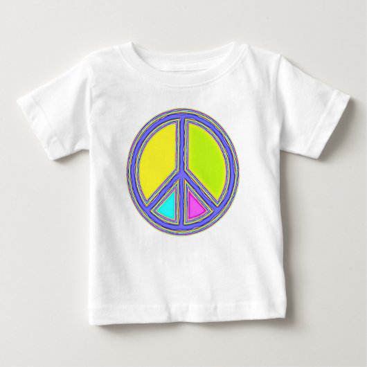 色が塗りつぶされたPEACE記号1 ベビーTシャツ (正面)