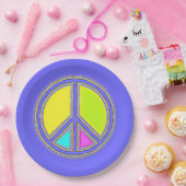 色が塗りつぶされたPEACE記号1 ペーパープレート (パーティー)