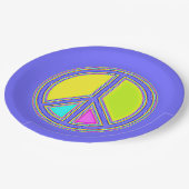 色が塗りつぶされたPEACE記号1 ペーパープレート (アングル)