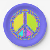 色が塗りつぶされたPEACE記号1 ペーパープレート (正面)