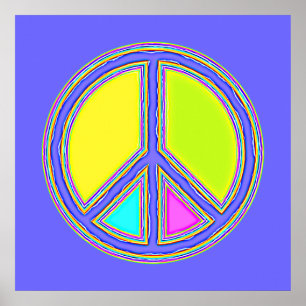 色が塗りつぶされたPEACE記号1 ポスター