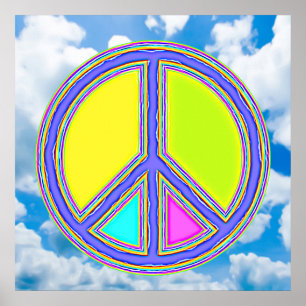 色が塗りつぶされたPEACE記号1 ポスター