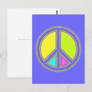 色が塗りつぶされたPEACE記号1 ポストカード